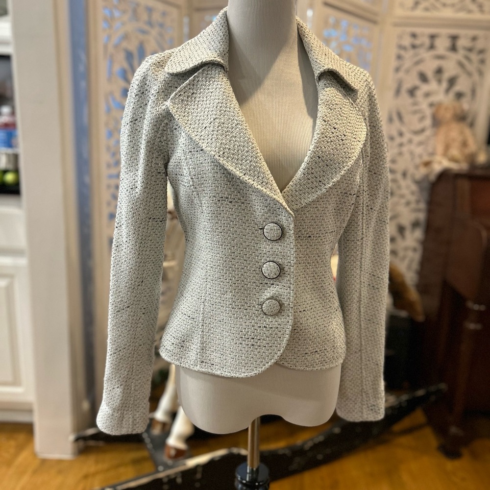 White House Black Market Textured Cream Blazer